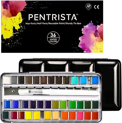 #ad Professional 36 Colors Watercolor Paint Draw Painting Water Brush Pigments Set $21.99
