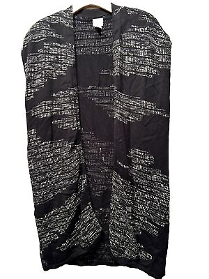 #ad Chicos Long Knit Vest Top Sleeveless Black White Size 2 L Stretch Boho $27.99