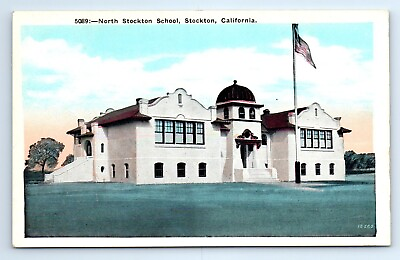 #ad Stockton California CA North Stockton School WB Postcard c.1910 UNP $4.99