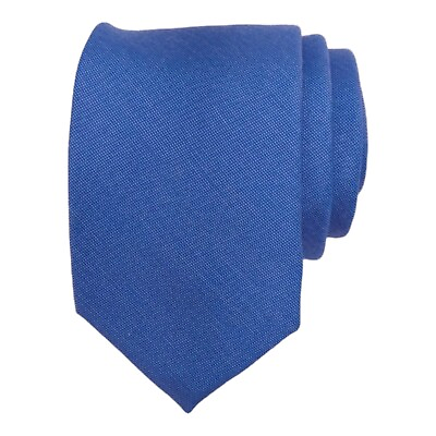 #ad 14th amp; Union Mens Slim Tie Blue Solid Woven Silk Blend Narrow Dress Suit Necktie $12.96