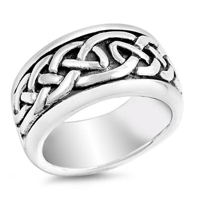 #ad Sterling Silver Woman#x27;s Men#x27;s Heavy Celtic Ring Pure 925 Band 10mm Sizes 6 14 $25.69