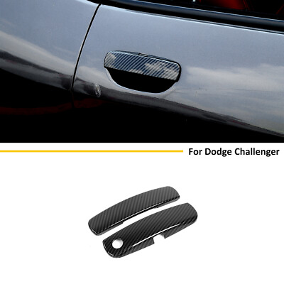#ad #ad Exterior Door Handle Trim Cover Sticker for Dodge Challenger 12 23 Carbon Fiber $16.29