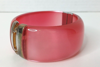 #ad Vintage Pink Pale Red Moonglow Clamper Bangle Bracelet $15.60