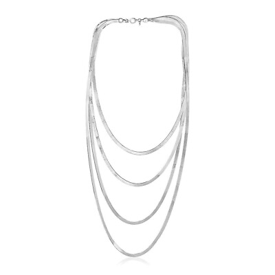 #ad Sterling Silver Four Strand Polished Chain Necklace $263.65
