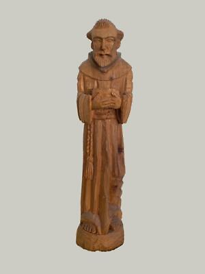 #ad Antique St. Francis Of Assisi Hand Carved Wood Sculpture holding Bible 14.5quot; $249.99