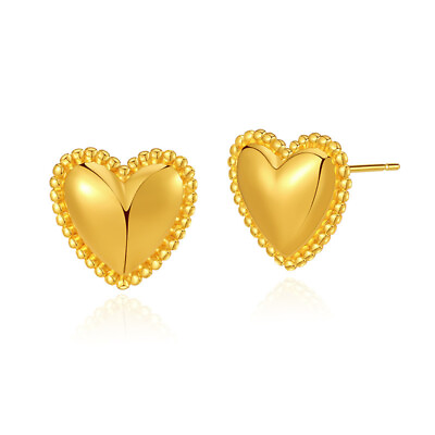 #ad Jewelry Wholesale 18K Gold Plated 925 Sterling Silver Heart Stud Earrings ED1037 $3.99