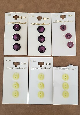 #ad Lot NEW Vintage Streamline Buttons 2 Rose 14mm 3 Yellow 13mm 1 Wine 11.5mm $6.99
