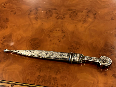 #ad Russian silver 84 antique niello 15.75quot;L Dagger Caucasian Kindjal knife ottoman $700.00