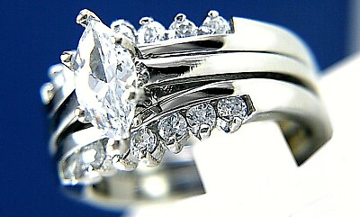 #ad Engagement Wedding Bridal Women#x27;s Stainless Steel Cubic Zirconia Ring Band $21.00