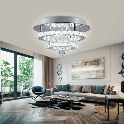 #ad Luxury K9 Crystal Pendant Lamp LED Chandelier Flush Mount Ceiling Light Fixture $46.55