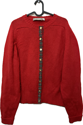 #ad Christopher Hayes wool Cardigan red tartan vintage button Scotland size M GBP 20.00