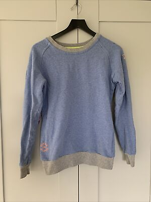 #ad Annabelle Brocks Ladies Light Blue Jumper Size S Rainbow Elbow Patches GBP 25.00