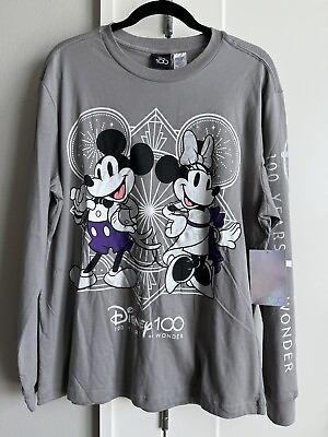 #ad Disney Parks Mickey Minnie Mouse 100th Anniversary Long Sleeve T Shirt Adults M $74.99