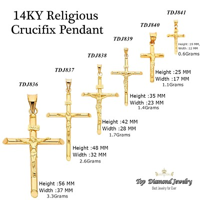 #ad 14K SOLID YELLOW GOLD CRUCIFIX CROSS CHARM PENDANT RELIGIOUS $165.44