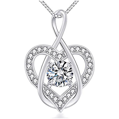 #ad Fashion Cubic Zircon Heart 925 Silver Necklace Pendant Women Anniversary Jewelry C $3.11