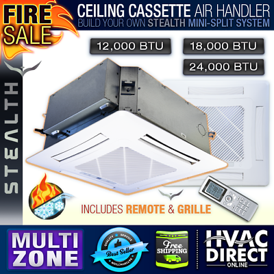 #ad 12K 18K 24K BTU Stealth Ceiling Cassette Multi Zone Mini Split Air Handler $675.00