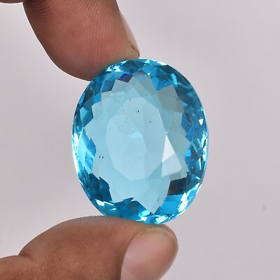 #ad 78.00 Ct Large Swiss Blue Topaz Oval Faceted Cut for FASHION JEWELRY Gemstone. $17.49