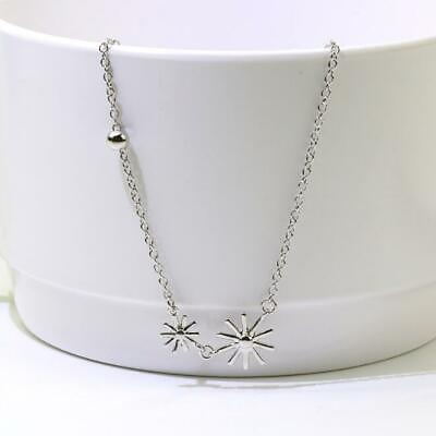 #ad Double Flower Daisy Silver SP Sunshine Bead Pendant Chain Necklace $9.99