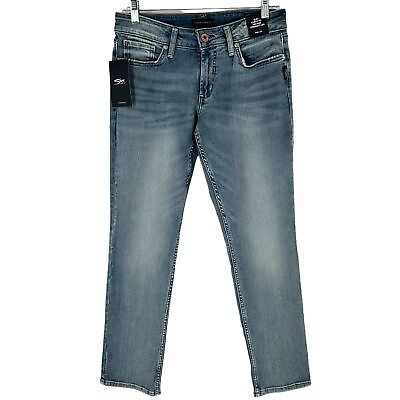 #ad NEW Silver Suki Curvy Fit Mid Rise Straight Leg Jeans Medium Wash Size 28 x 30 $23.06
