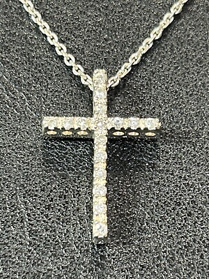 #ad 18” Sterling H Silver Cubic Zirconia Cross Dainty Pendant Necklace $17.99