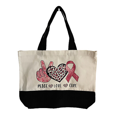 #ad Customize Design Tote Hand Bag Breast Awareness Peace Love amp; Cure Pink Ribbon $17.99