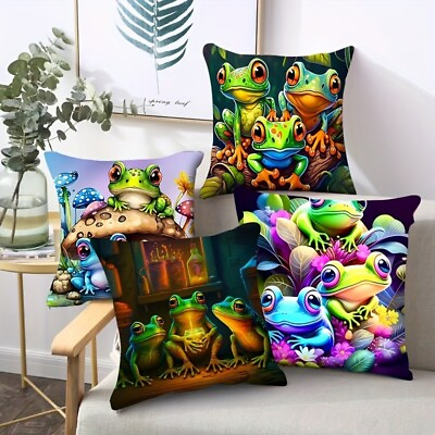 #ad 3D Frog Mushroom Cushion Cover Pillow Case Sofa Home Bed Throw Pillowcase Gifts $35.98