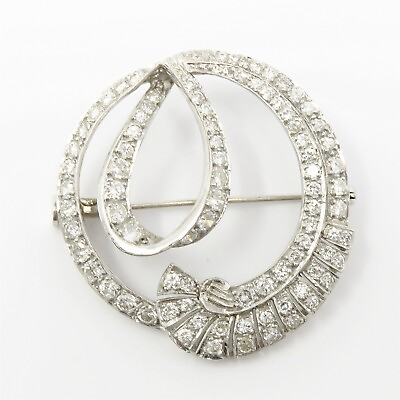 #ad NYJEWEL 14k White Gold 4ct Diamond Large Pin Brooch Pendant $2399.00