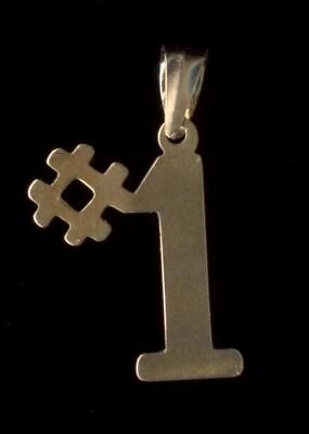 #ad New 14K 19mm Fine Solid Yellow Gold quot;#1quot; Number Pendant Charm WG $39.95