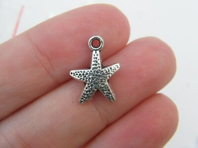#ad 12 Starfish charms antique silver tone FF211 $4.25