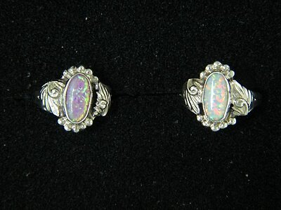 #ad Lab Created Pink or White Opal Sterling Ladies Rings By Navajo Artist $22.00