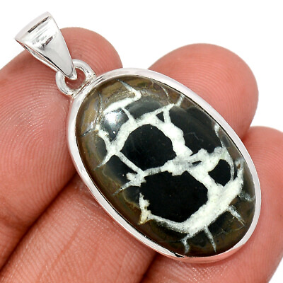 #ad Natural Lightning Stone Septarian 925 Sterling Silver Pendant Jewelry CP30932 $18.99