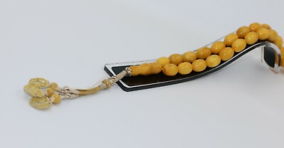 #ad Antique pure amber Egg Yolk Butterscotch Baltic Necklace Islamic Prayer beads $1700.00