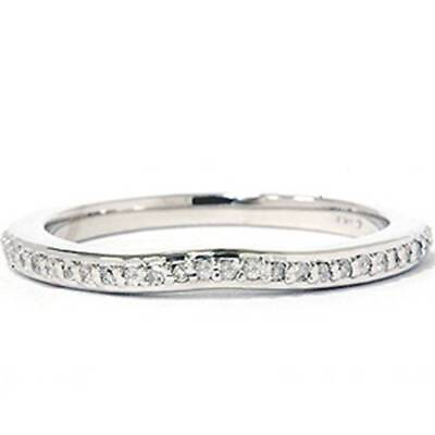 #ad 1 6 ct 14 K White Gold Diamond Wedding Anniversary Guard Contour Notched Ring $179.99