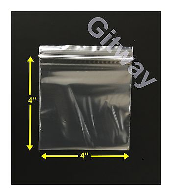 #ad 1000 set 4quot; x 4quot; Reclosable Resealable Zip Top Lock Clear Plastic 4x4 Bags 2 ML $27.59