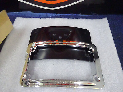 #ad Harley BT#x27;s XLs Choppers Others Rpl CUSTOM Curved Chrome License Frame w Blk Mt $29.95