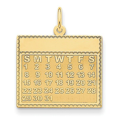 #ad 14k Yellow Gold Sunday the First Day Calendar Charm Pendant $336.99