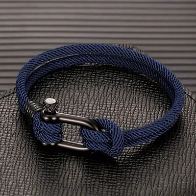 #ad Men#x27;s Nautical Rope Carabineer Bracelet Survival Rope Woven Bracelet $15.00