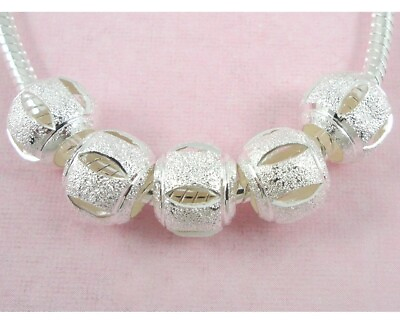 #ad 30pcs Silver Plated Carved Charm Beads Big Hole Fit Bracelet ST10 $4.89