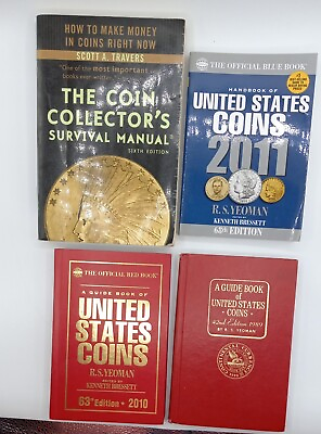 #ad Vintage Coin Collectors Mixed Book lot of 4 Hardback amp; Paperback Books. S2A $12.99