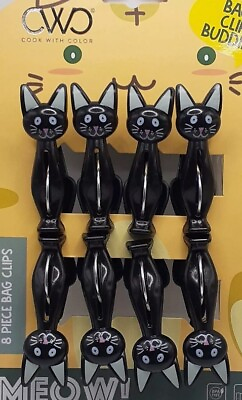 #ad Novelty Black Cats Chip Cracker Treats Bag Clips 8 pc $15.00