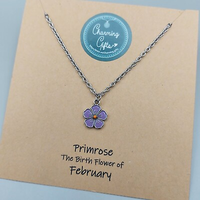 #ad Lilac Primrose Necklace Tibetan Silver Charming February Birthday Flower Gifts GBP 10.95
