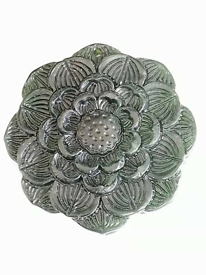 #ad Beautiful Black Jade Hand carved lotus flower pendant $75.69