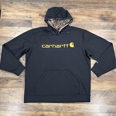 #ad Carhartt Hoodie Mens XL Black Relaxed Fit Force Hooded Pullover Sweatshirt $23.99