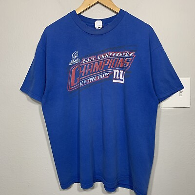 #ad New York Giants NFC 2011 Conference Champs Blue Tee Football Sz XL $13.00