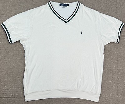#ad Polo by Ralph Lauren Vtg Mens V Neck Short Sleeve Terry Cloth Polo Shirt Size XL $49.99