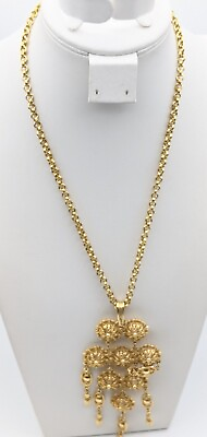 #ad Vintage Ornate Filigree Gold Tone Necklace $15.00