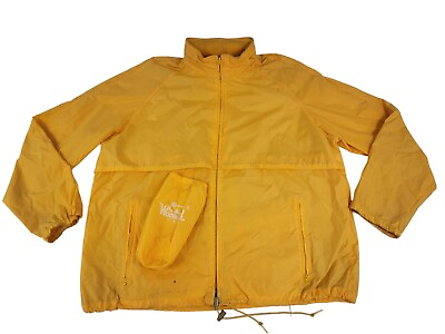 #ad Woolrich Windbreaker Jacket Size XL Mens Yellow Rain Coat Hooded Vented Vintage $30.00