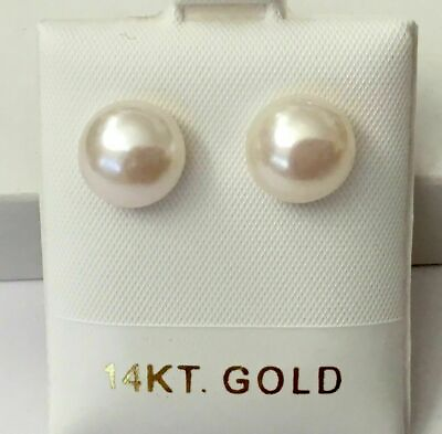 #ad AAA south sea 9 10mm white pearl earrings 14k Gold Limited time promotion $8.99