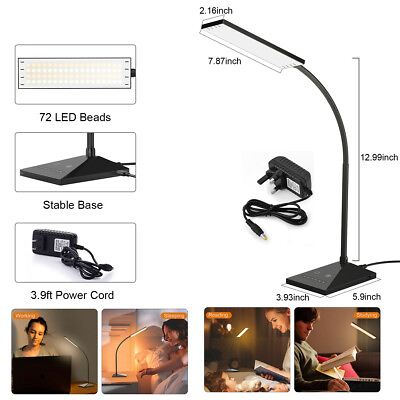 #ad 72LED Desk Lamp Flexible Touch Sensor LED Reading Dimmable Lamp Night Light $22.59