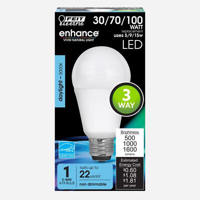 #ad Feit Electric Enhance A21 E26 Medium LED Bulb Daylight 30 70 100 W 1 pc $14.98